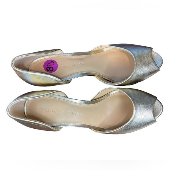 VERONICA BEARD NWOT/NWOB Gadot Gold Peep Toe Pumps Size 8.5 Heels $395 MSRP NYE - Picture 7 of 16